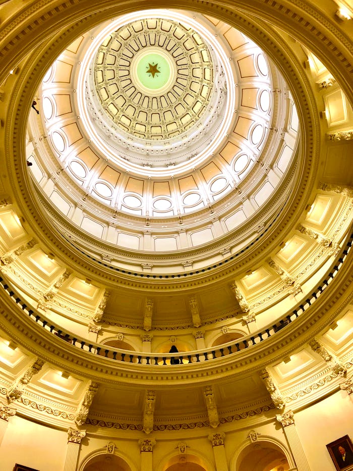 Home Stunning view of the ornate dome inside the Texas State Capitol in Austin.