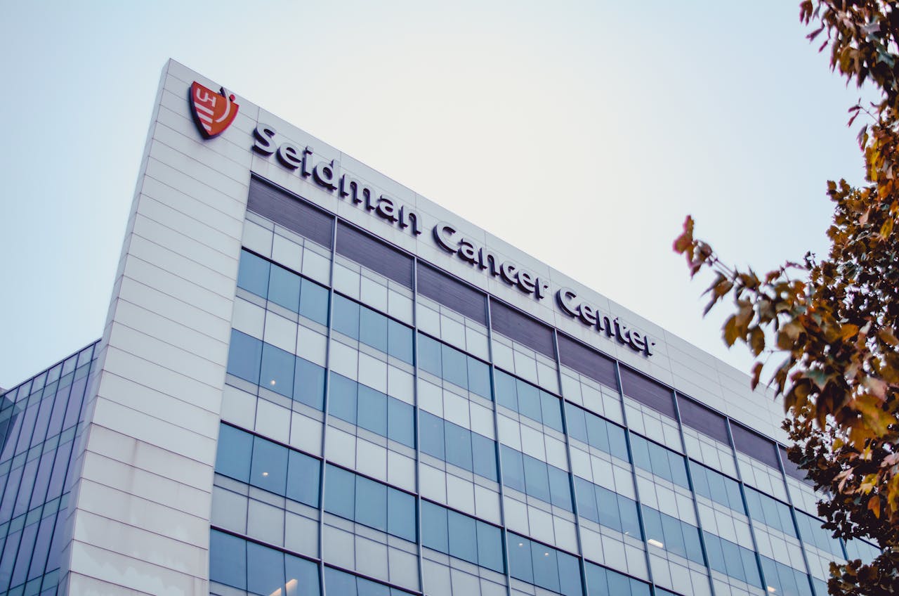 Home Modern facade of Seidman Cancer Center in Cleveland, showcasing sleek architectural design.